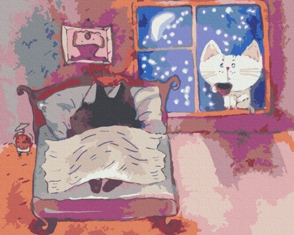 Спокойной ночи с нарисованными котиками