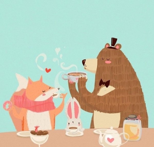 медведь пьет чай