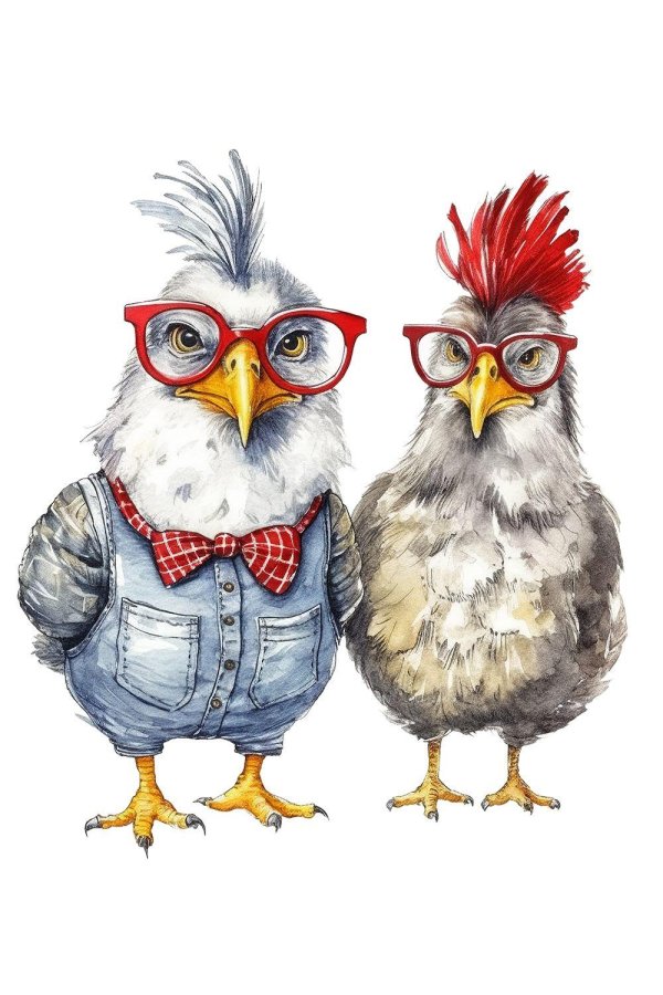 курица акварелью