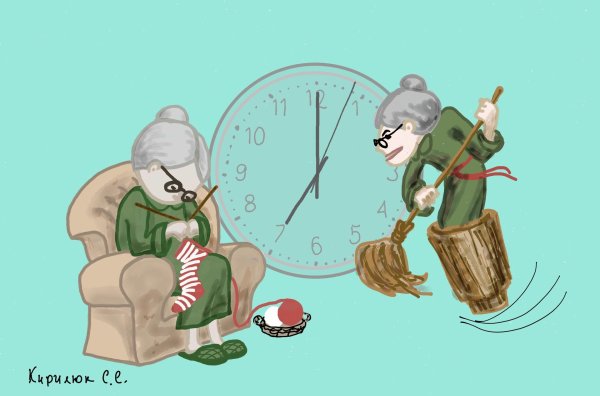 бабушка вяжет