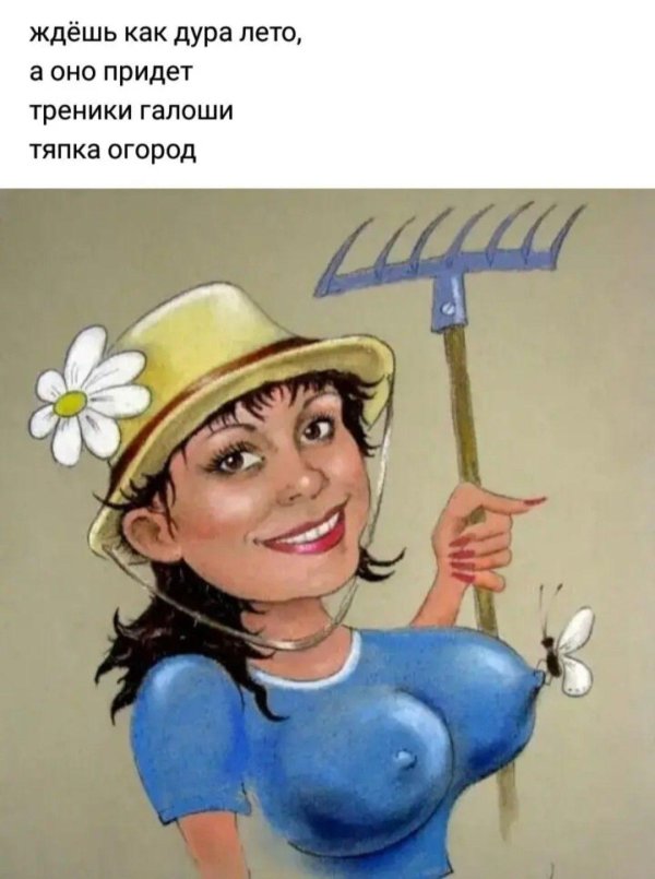 шарж дачница