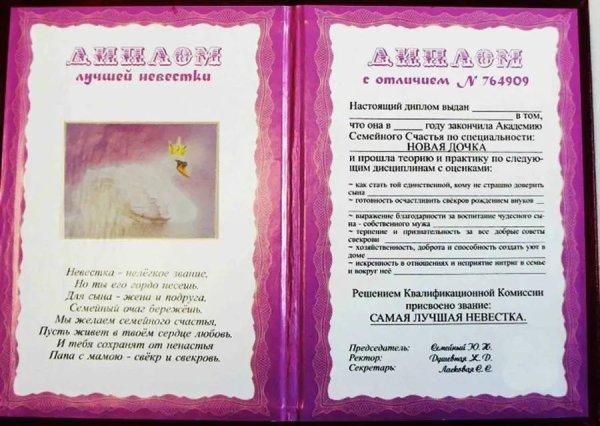 шуточная поздравительная грамота