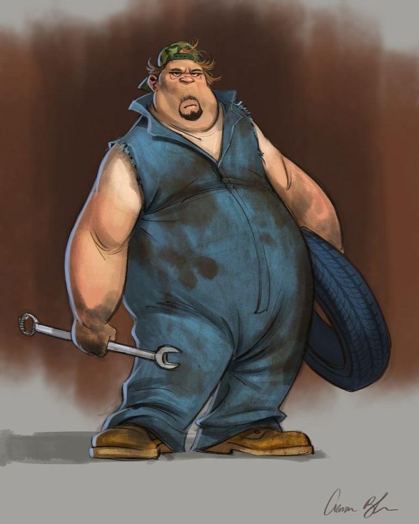 шиномонтажник рисованная