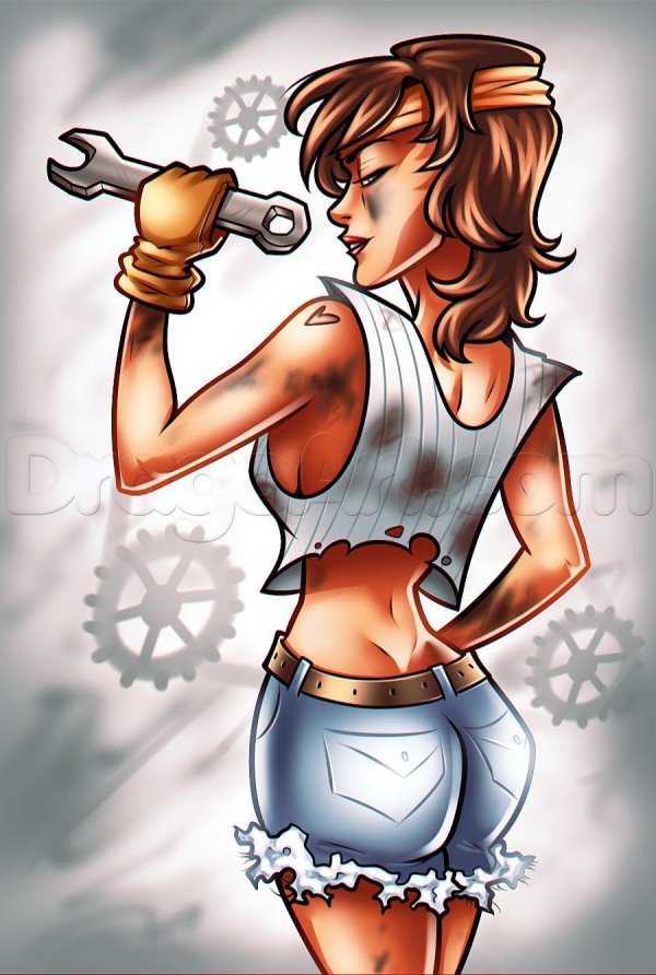 женщина с гаечным ключом