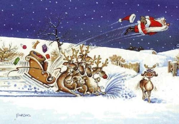 олени в упряжке санта клауса