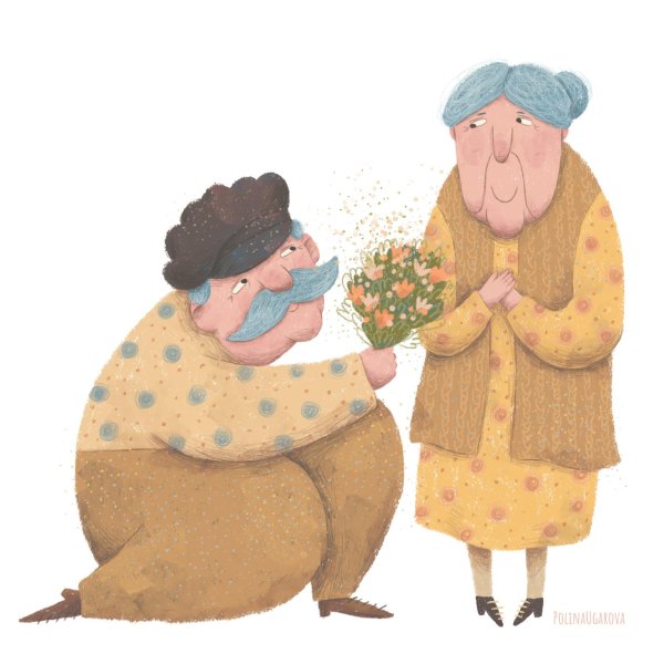 пожилые люди иллюстрация