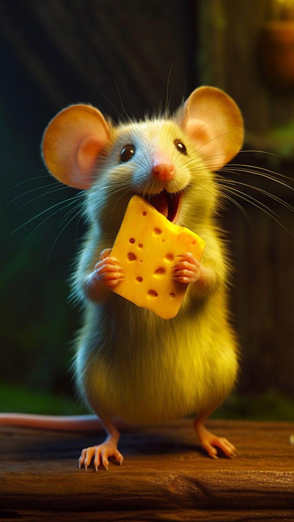мышка ест сыр