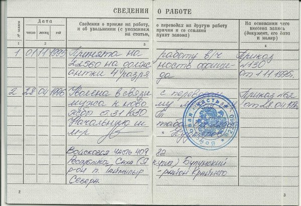 запись в трудовой книжке о приеме