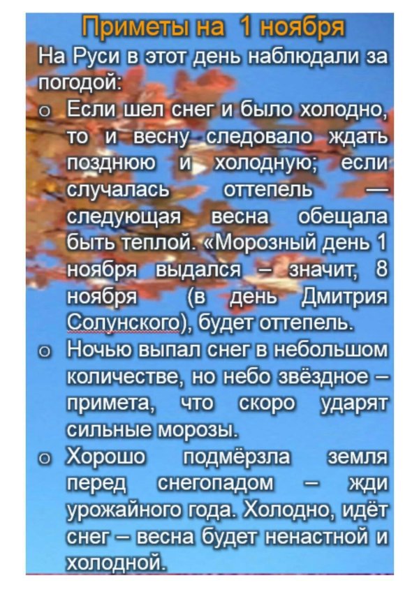 приметы ноября