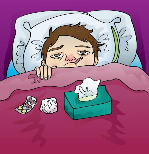 заболевший человек