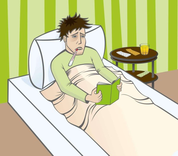 человек лежит в кровати