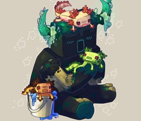 аксолотль из майнкрафта в ведре