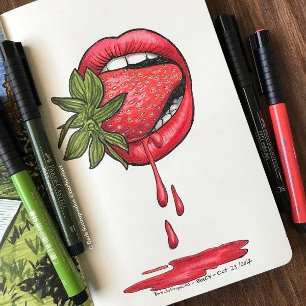 скетчинг клубника