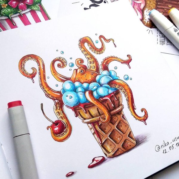 скетчинг мороженое