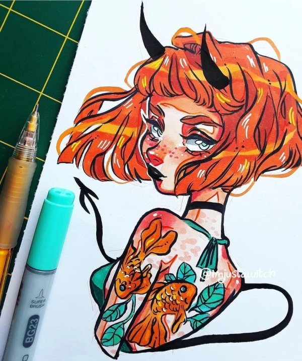 яркие скетчи маркерами