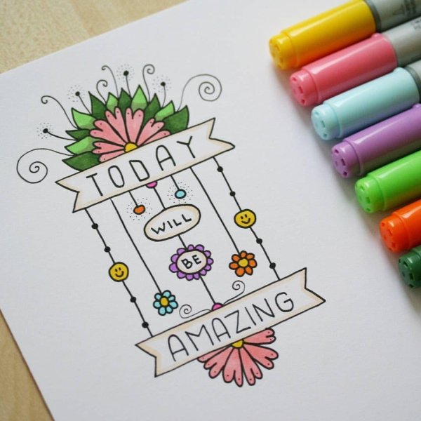 рисунки фломастерами лёгкие и красивые