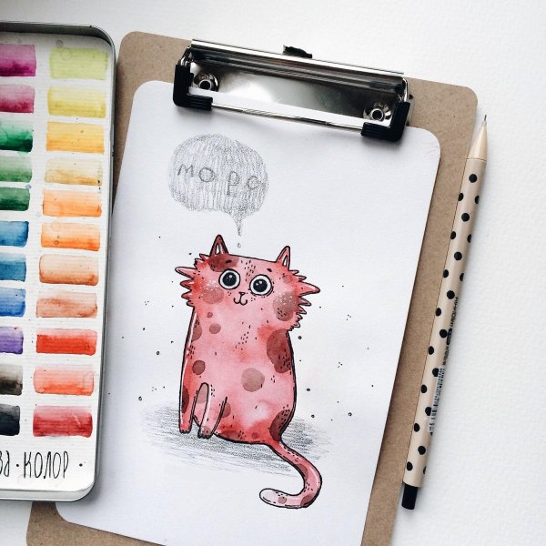 открытка акварель