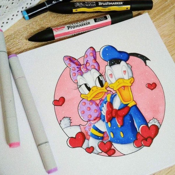 диснеевские персонажи маркерами