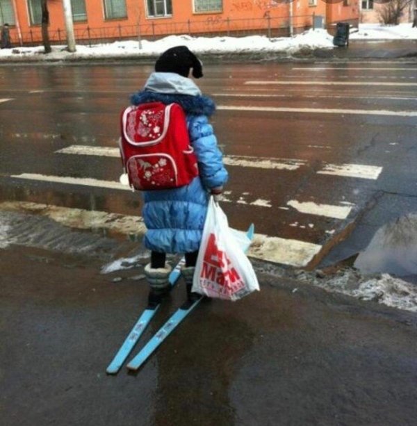 школьники зимой