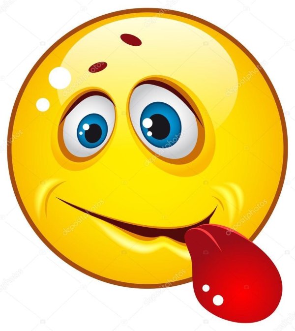 смайл облизывается