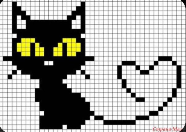 пиксельный черный кот