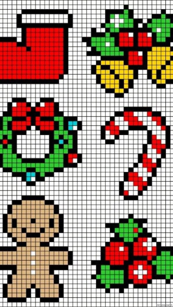 рисунки по клеточкам новогодние