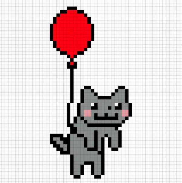 пиксельный нян кэт по клеткам