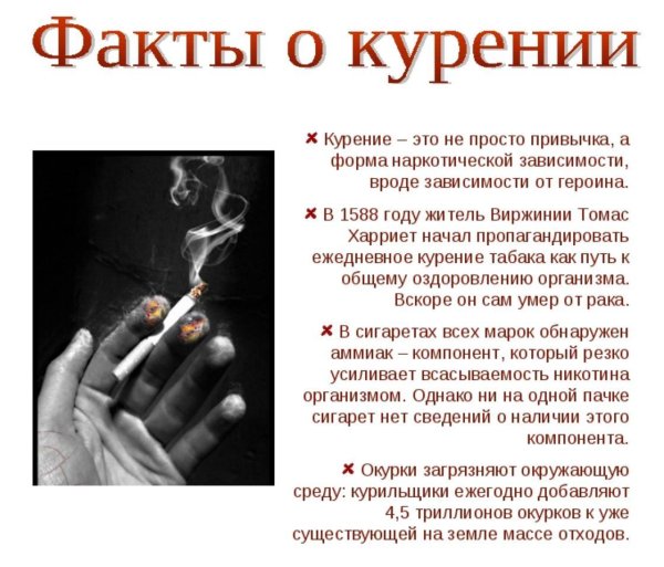 факты о курении