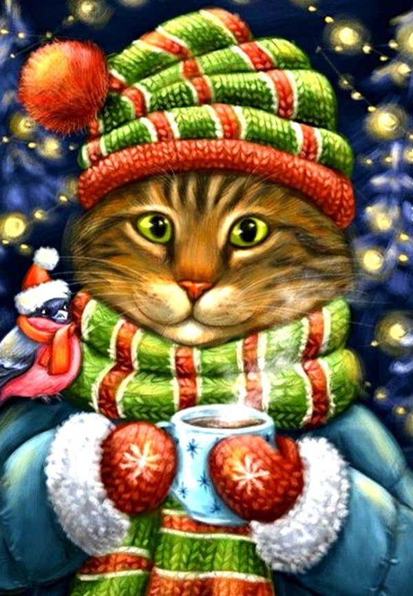 коты зима