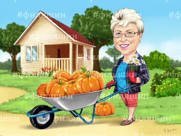 шарж дачница