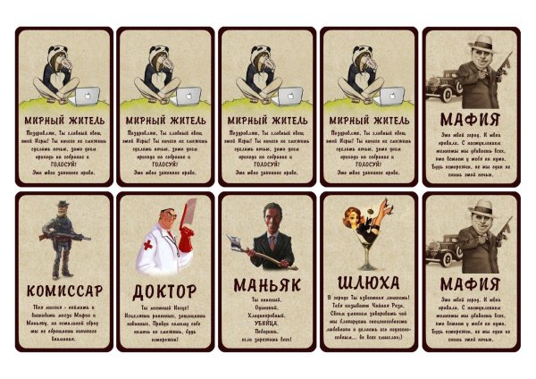 комиссар карточки для игры в мафию