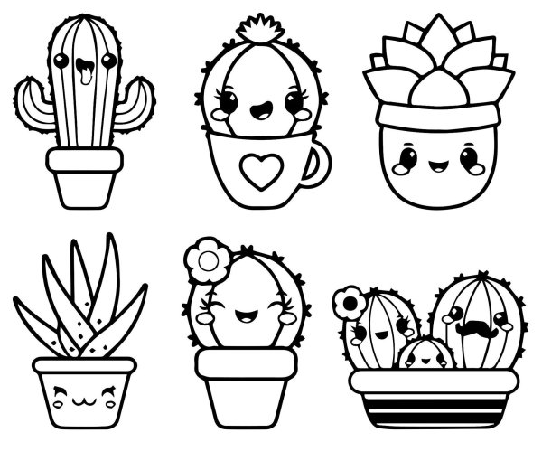 кактус в горшке рисунок