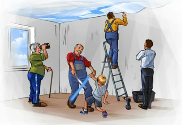 монтаж натяжного потолка