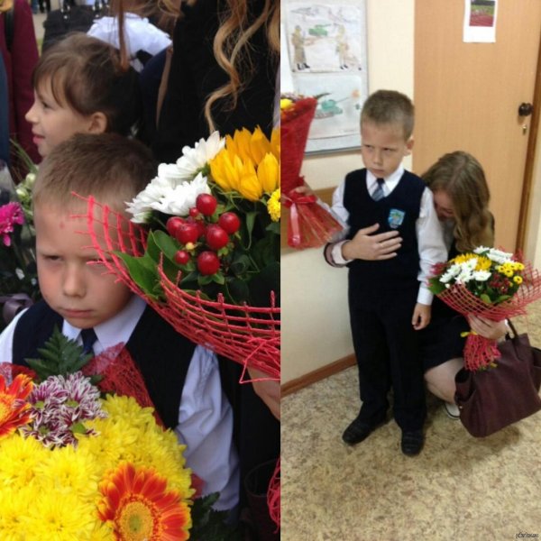 первоклассник с родителями