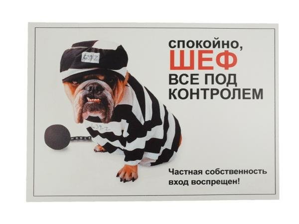 табличка охраняется собакой