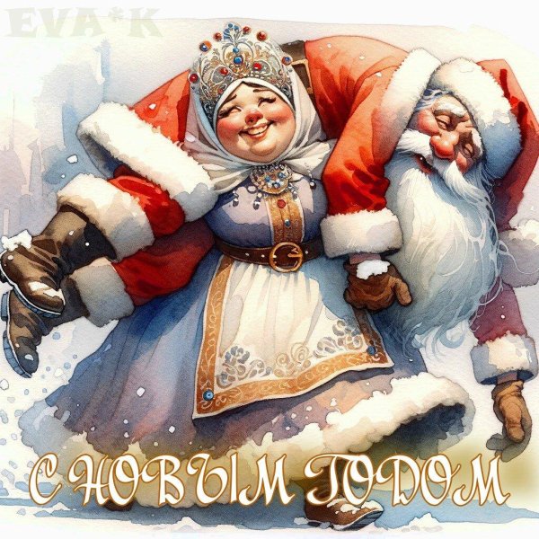 дед мороз и снегурочка открытка