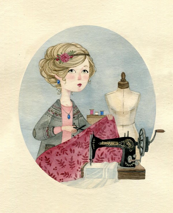девочка шьет
