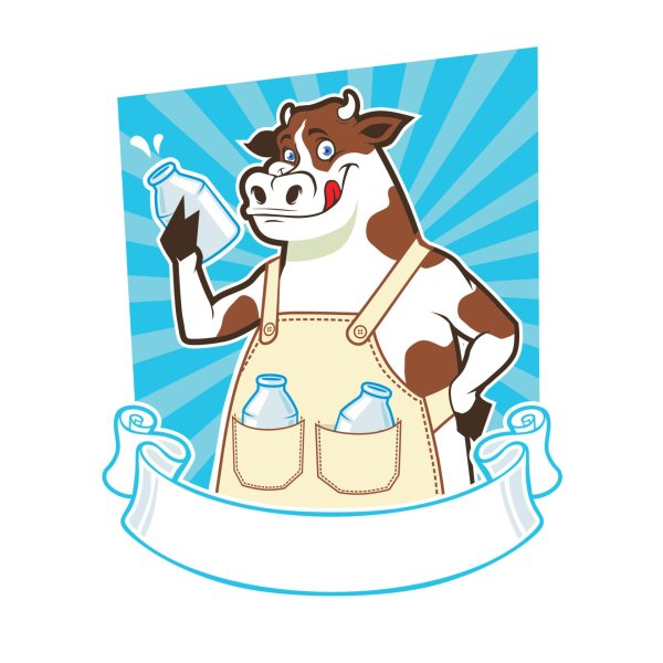 логотип молочной продукции с коровой