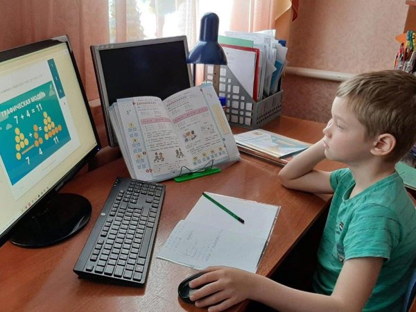 школьник за компьютером