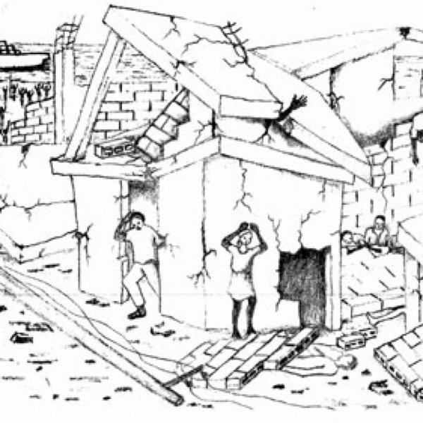 разрушенный дом рисунок