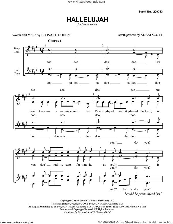 leonard cohen hallelujah ноты