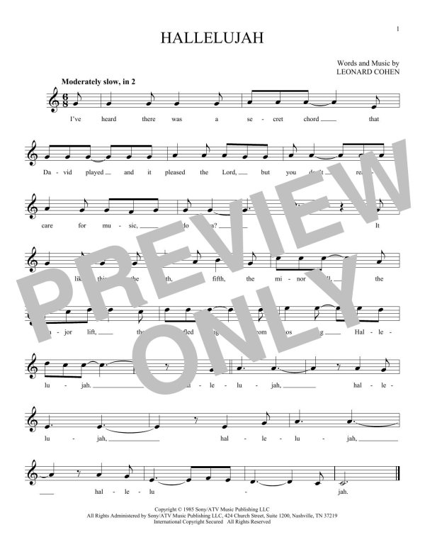 hallelujah леонард коэн ноты