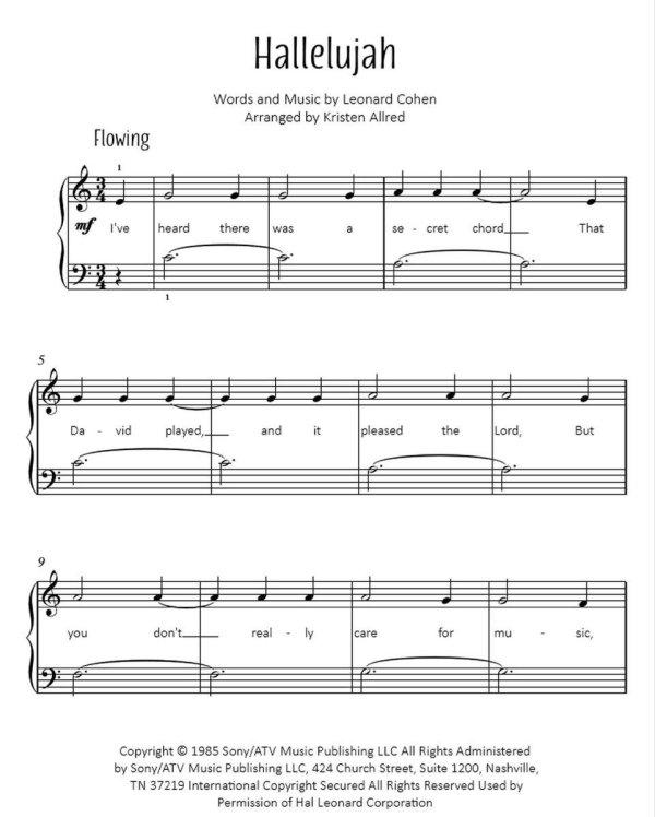 аллилуйя ноты для фортепиано