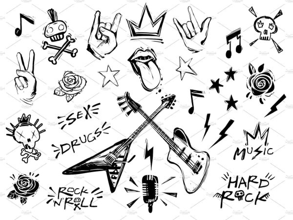 значки рока лёгкие