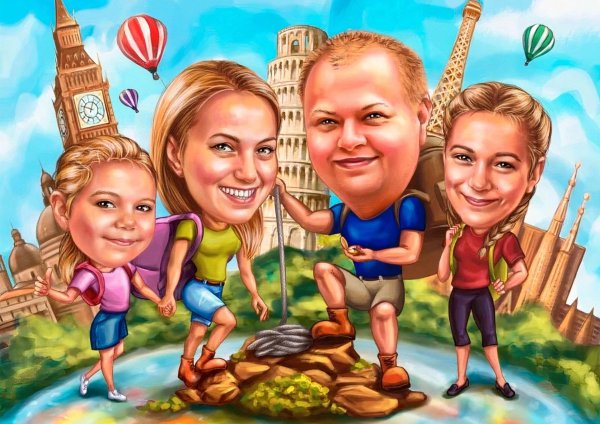 коллективные дружеские шаржи