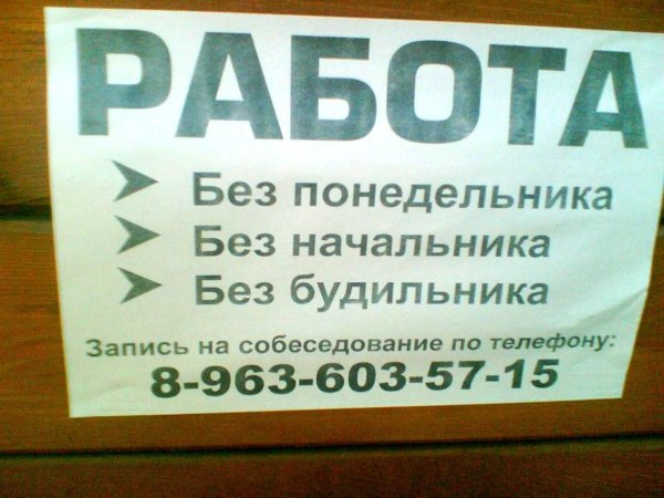 объявление работа