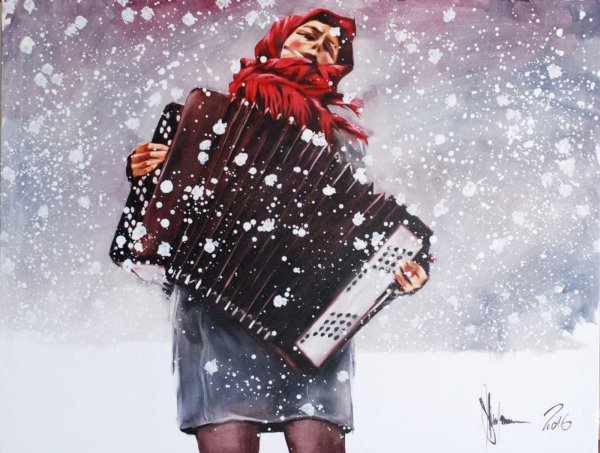 девушка с аккордеоном