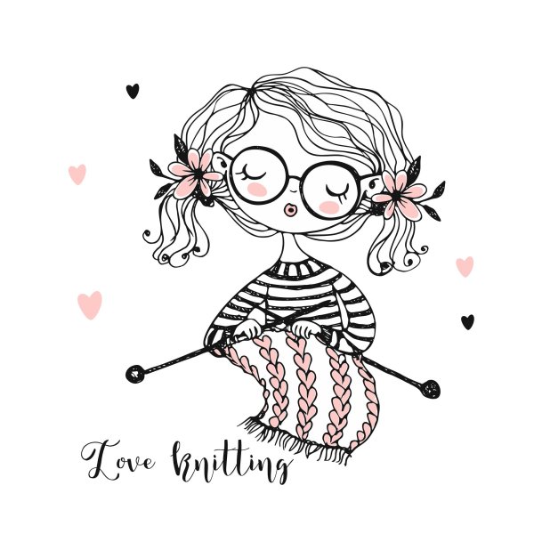 логотип девушка вяжет