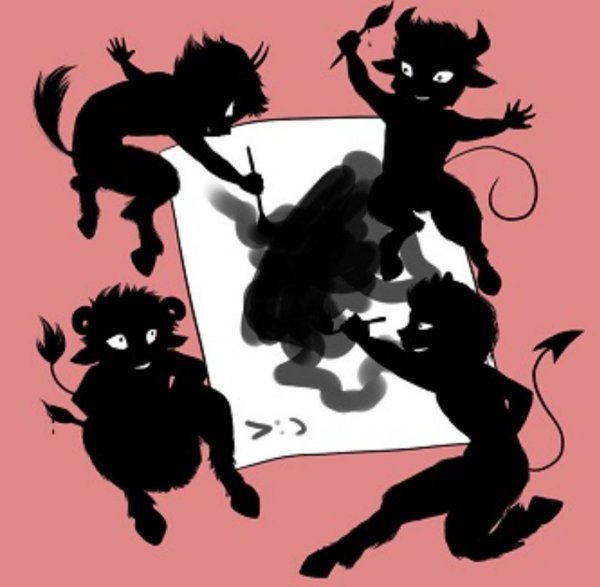 четыре чёрненьких чумазеньких чертёнка