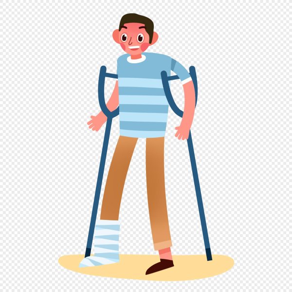 человек со сломанной ногой